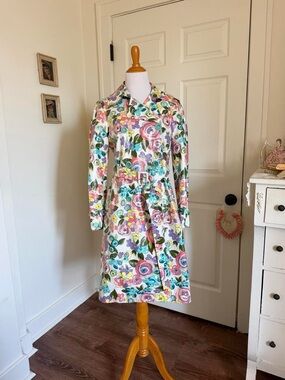 Vintage 1990s Moschino Cheap & Chic Floral Raincoat / Trench Coat